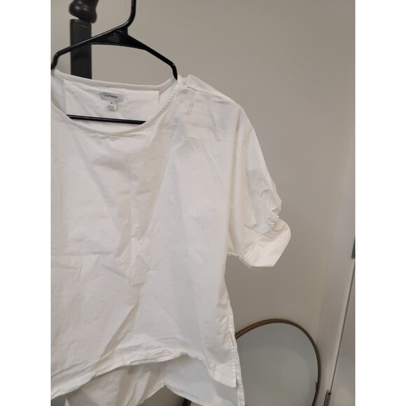 Cuyana Alpaca Boat Neck High Low Top White Boxy Oversized Cap Sleeve Small - Picture 2 of 8